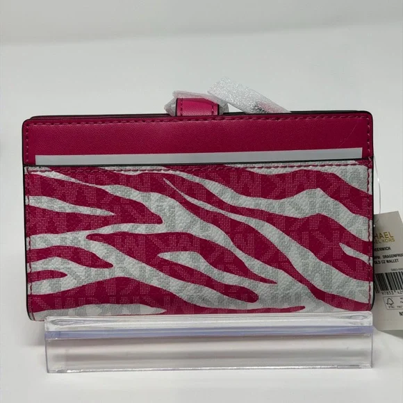 Michael Kors NWT Raspberry Nylon Crossbody and Greenwich Pink Zebra Wallet Set - Picture 10 of 11